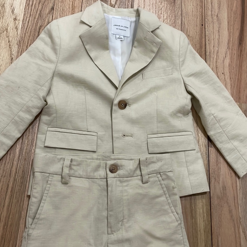 Janie & Jack beige baby /toddler suit Jacket & Pants 2T Linen-Cotton
